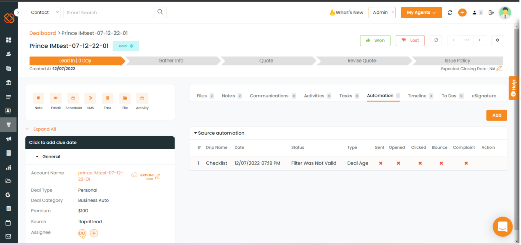 Pipeline Automation In The Pipeline Timeline InsuredMine CRM